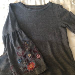 Loft flare embroidered sleeve sweater
